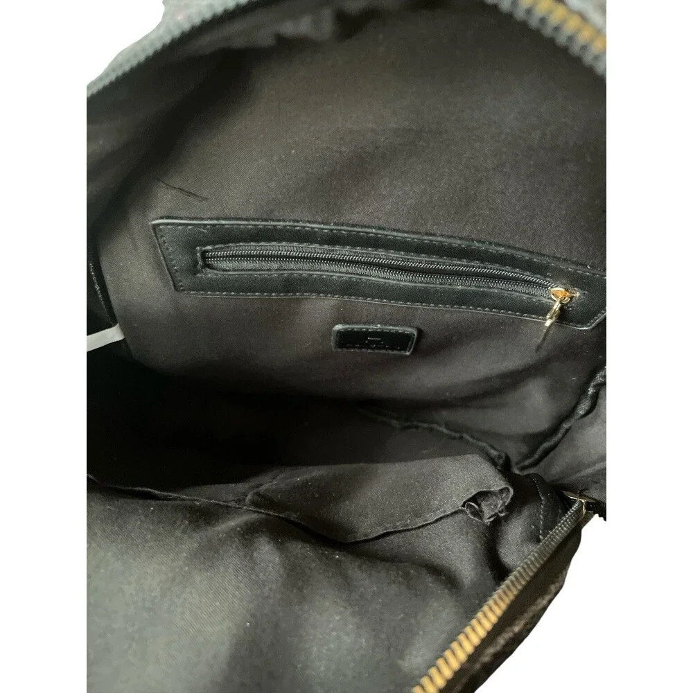 Halston Monogrammed Backpack Women’s Black Gold Tone Accents  READ